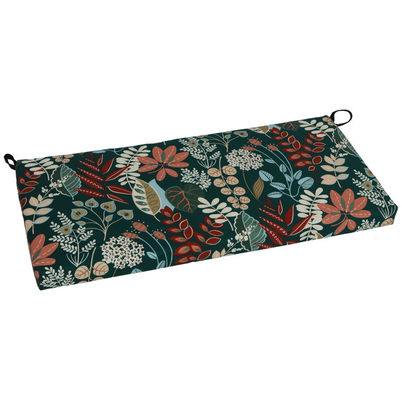 Outdoor 3'' Bench Seat Cushion, 42" W x 19" D, Green Floral