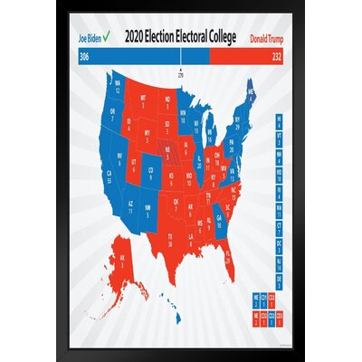 Joe Biden 2020 Electoral College Map President Election Results Road To 270 Votes Blue Red States Bye Don Kamala Harris Black Wood Framed Art Poster 1 -  Latitude Run®, E1BBEF0A98FC4E028B8DF79172F83E9D