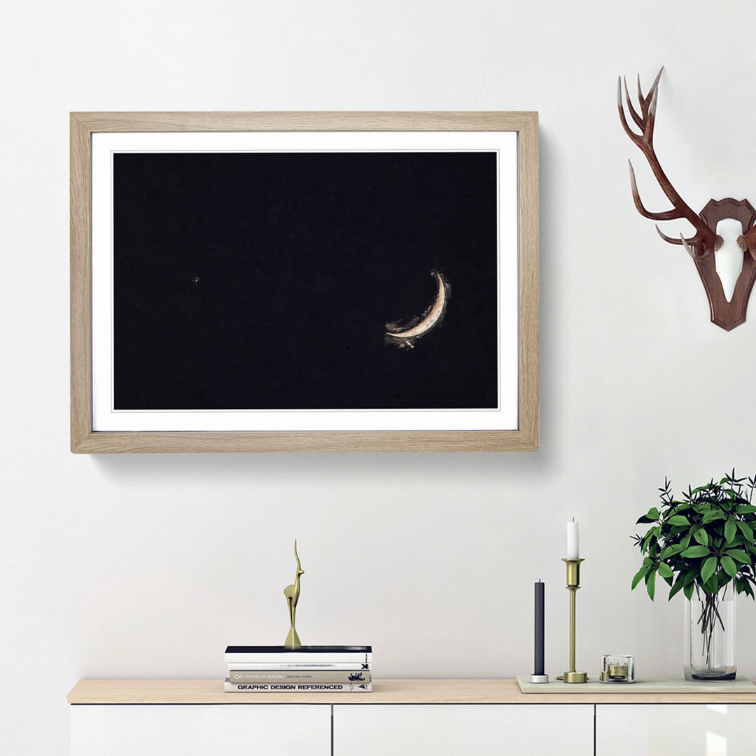 Crescent Moon & Planet Venus in Abstract - Picture Frame Graphic Art Print