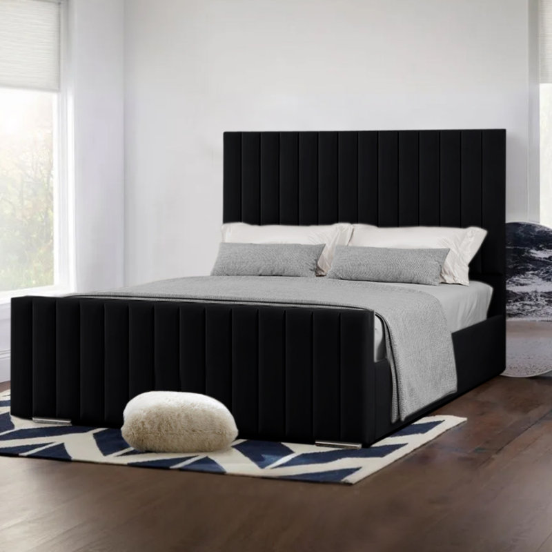 Upholstered Bed, Black, Super King (6')