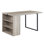 Rectangular Grey+black Table For Dining, Working, With Stable Metal Inlay And Functional Storage Dining Grey Oak Black Finish, A Contemporary Style