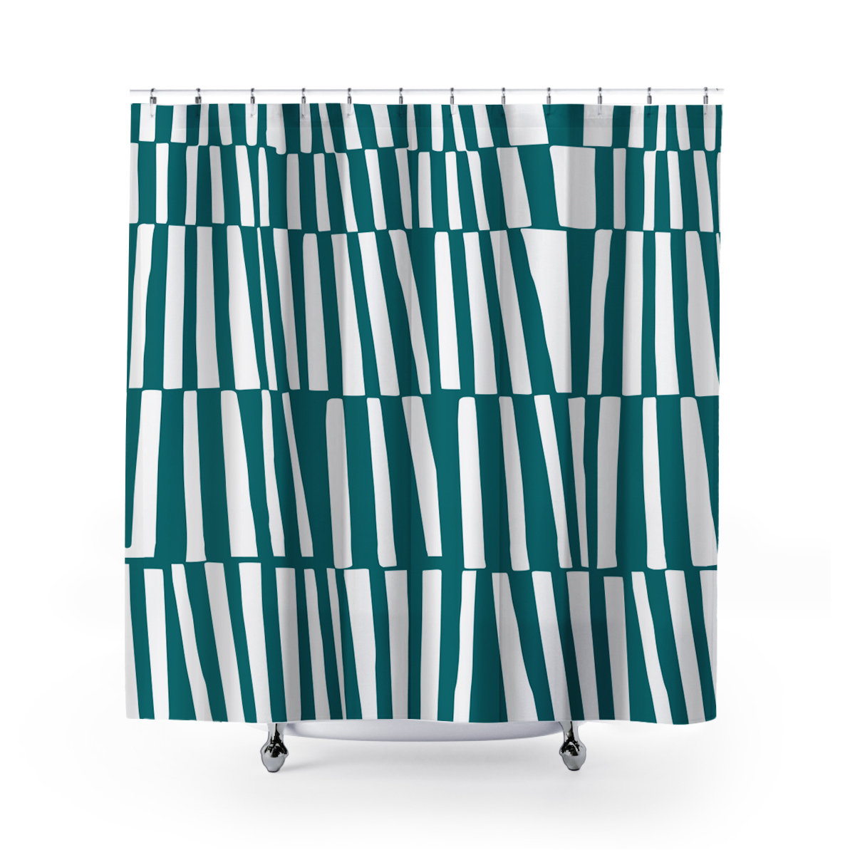 Thora Abstract Mid-Century Shower Curtain, Emerald