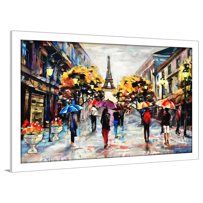 «Paris Streets», reproduction encadrée, H 21,5 po x l 27,5 po x P 0,75 po, Cadre blanc