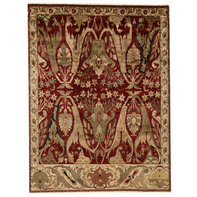 Tapis rouge et crème noué à la main de haute qualité