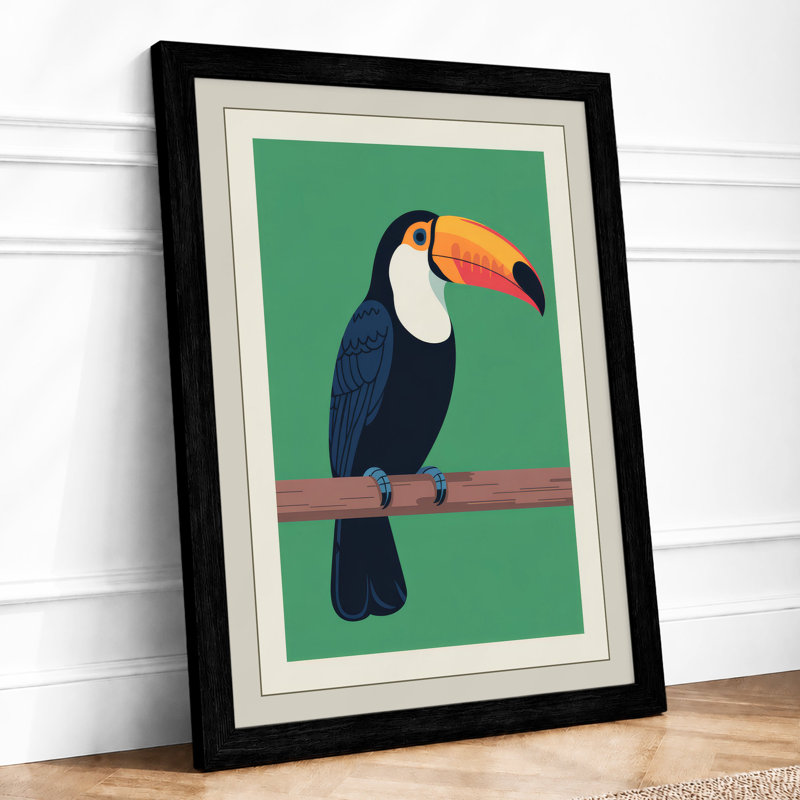 Toucan on Branch Modern - Framed Print, Black, A4 - 29.7 x 21.0 cm