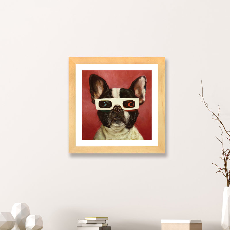 Art encadré de chien 3D, H 24 po x l 24 po x p 1 po, Papier encadré naturel