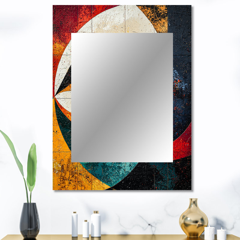 Multicolore abstrait œil d'opulence - miroir de formes abstraites uniques, grand miroir mural moderne, impression d'art en métal