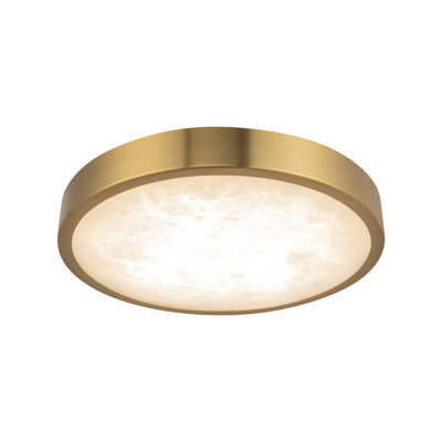 Andenne 7-in Alabaster dimmable LED Flush Mount with Brushed Gold Finish