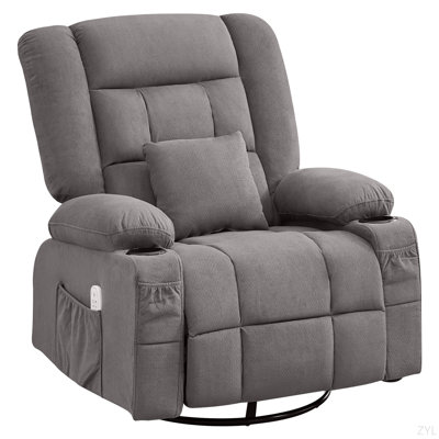 Fauteuil inclinable de massage à bascule de massage avec massage 3D à 4 points et chaleur pour le salon avec fonction berçante et 2 porte-gobelets, port de charge USB