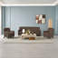 Ensemble de meubles de salon 3 pièces, canapé en lin capitonné et 2 fauteuils d'appoint avec pieds en bois massif-147010779