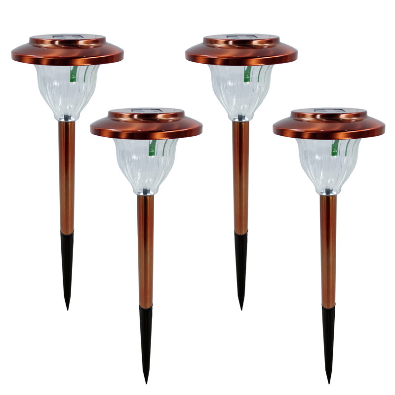 15"H Solar Copper Stainless Steel LED Lights