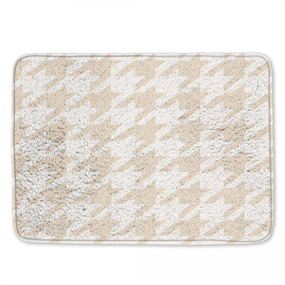 Tapis de bain beige à motif pied-de-poule