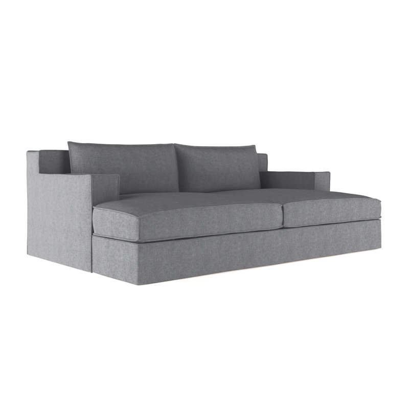 Mulberry Square Track-Arm Daybed with Flange Seam, Distressed Leather Graphite, Weathered