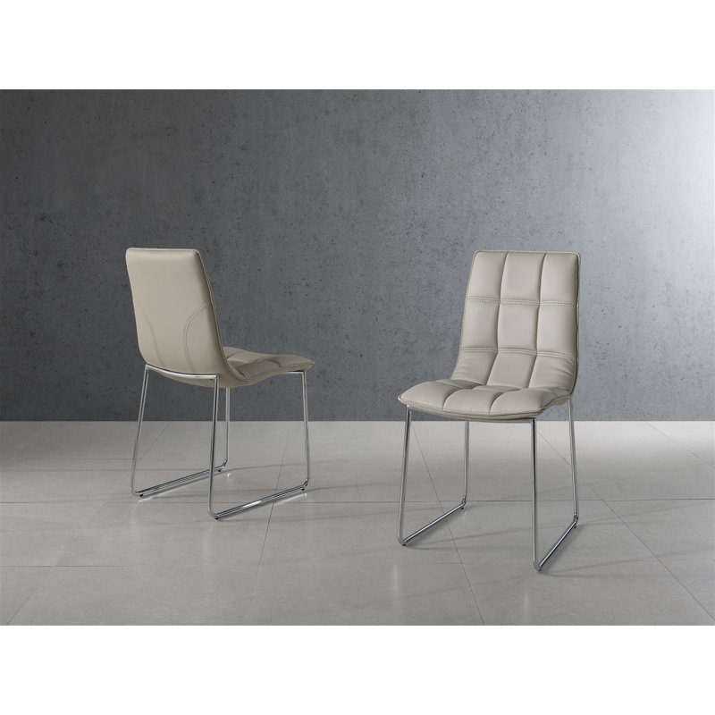 Chaise d'appoint en cuir Leandro, Gris