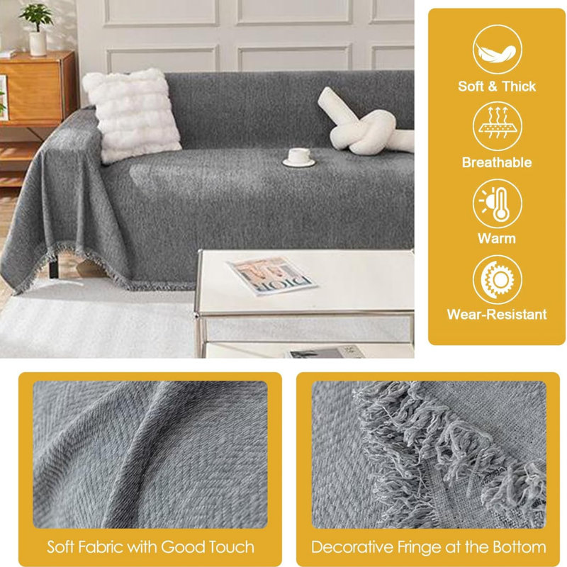 Chenille Box Cushion Sofa Slipcover