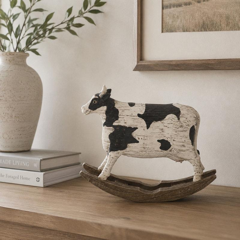 Sculpture de vache blanche en polystone