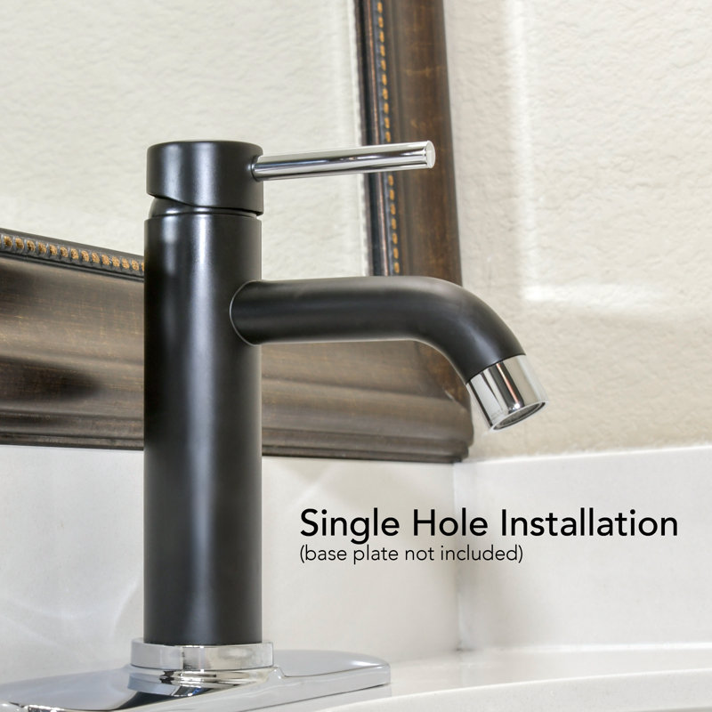 Banner Single-handle Bathroom Faucet with Drain Assembly, Chrome/Matte Black