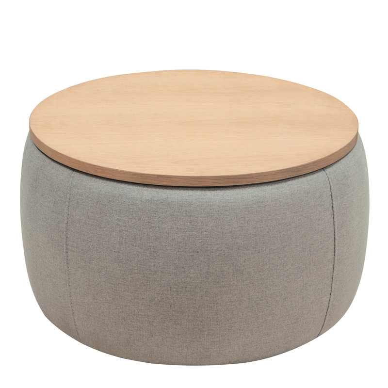 Repose-pieds rond avec rangement, fonction 2 en 1, table de bout et repose-pieds, Gris clair