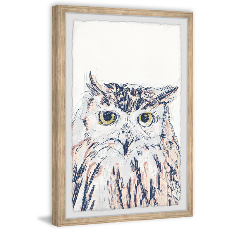 Deberry Funky Owl Portrait III - Drawing, 45cm H x 38cm W
