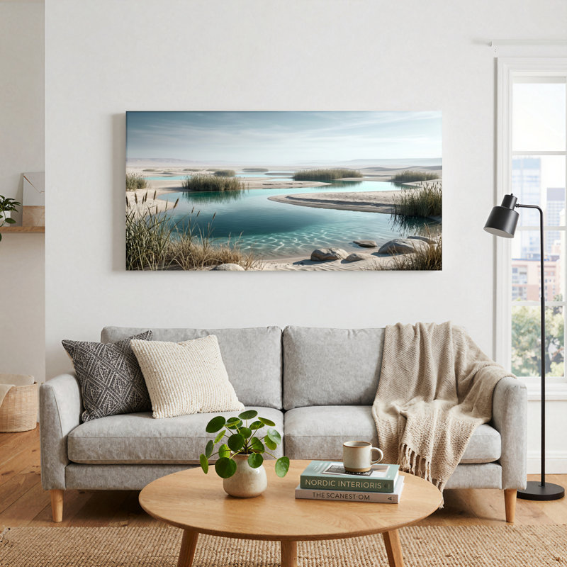 Ensemble de 1 tableau sur toile « Oasis du désert », L 48 po x H 24 po, Toile tendue