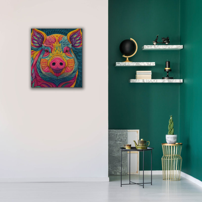  «Colorful Farm Pig 1» par Rich Monet, art mural sur toile, 26 po x 30 po