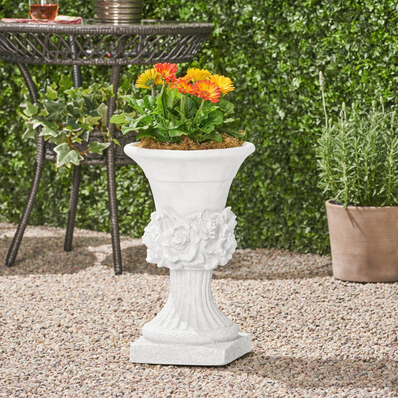 Urne de jardin durable MGO avec design classique, parfaite pour rehausser le décor intérieur et extérieur., Blanc antique