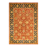 Tapis unique en laine noué à la main 7 pi 1 po brun / beige nouvel âge Hayner