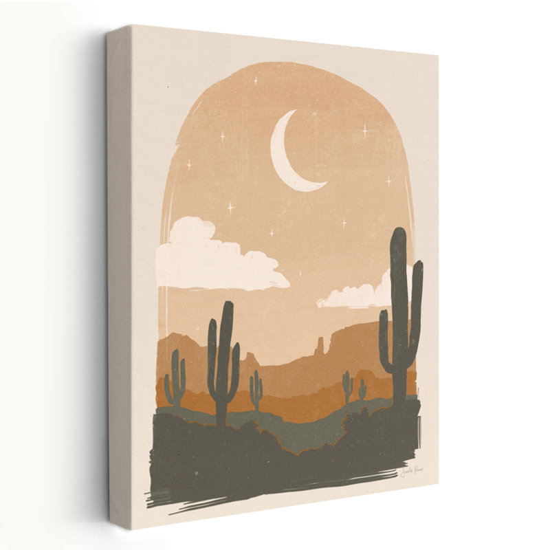 Warm Desert II - Buttes cactus cactus nuages art, H 24 po x l 16 po