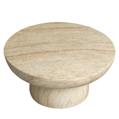 Lunexa 27” Modern Round Coffee Table – Hourglass Design Pedestal Accent Table For Living Room, Patio, Or Outdoor Lounge