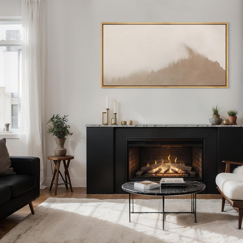 «Misty Mountain Forest Antique Retro Decor Extra Large Artwork Print», art mural, H 30 po x l 60 po, Naturel