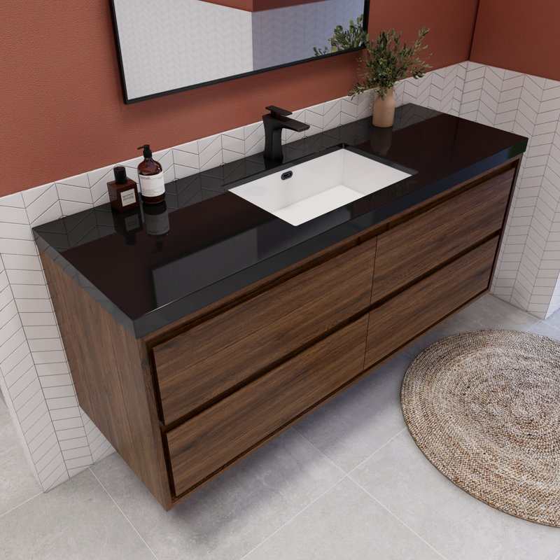 Vickye 60" Single Sink Bathroom Vanity Set, Rose Wood