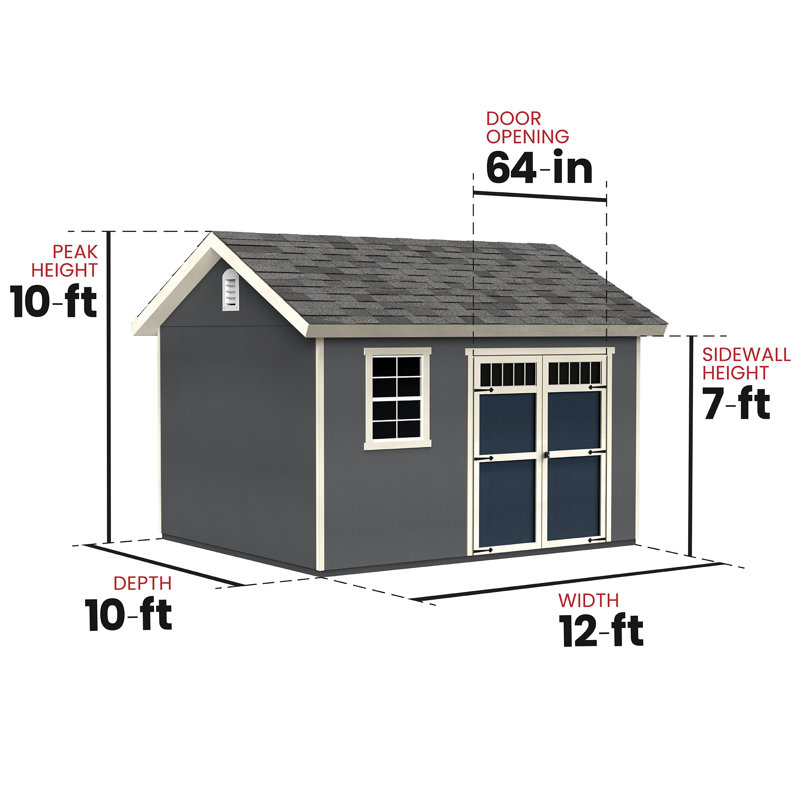 Beachwood Wood Storage Shed, 10 ft. W x 12 ft. D, With Floor (Professional Installation), Yes, 10' W x 12' D, With Floor