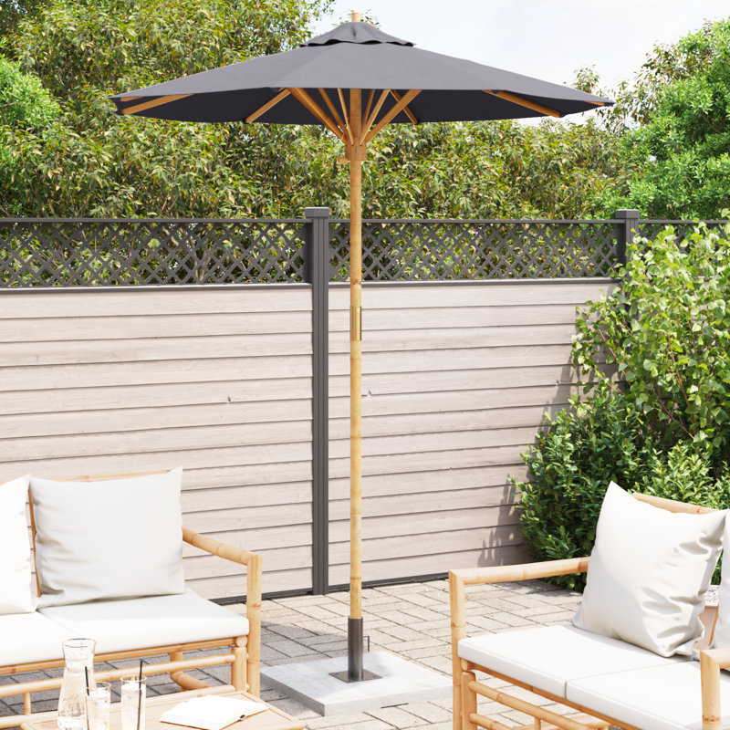 Garden Parasol Bamboo Outdoor Shade Patio Umbrella Sun Modern Terrace, Grey