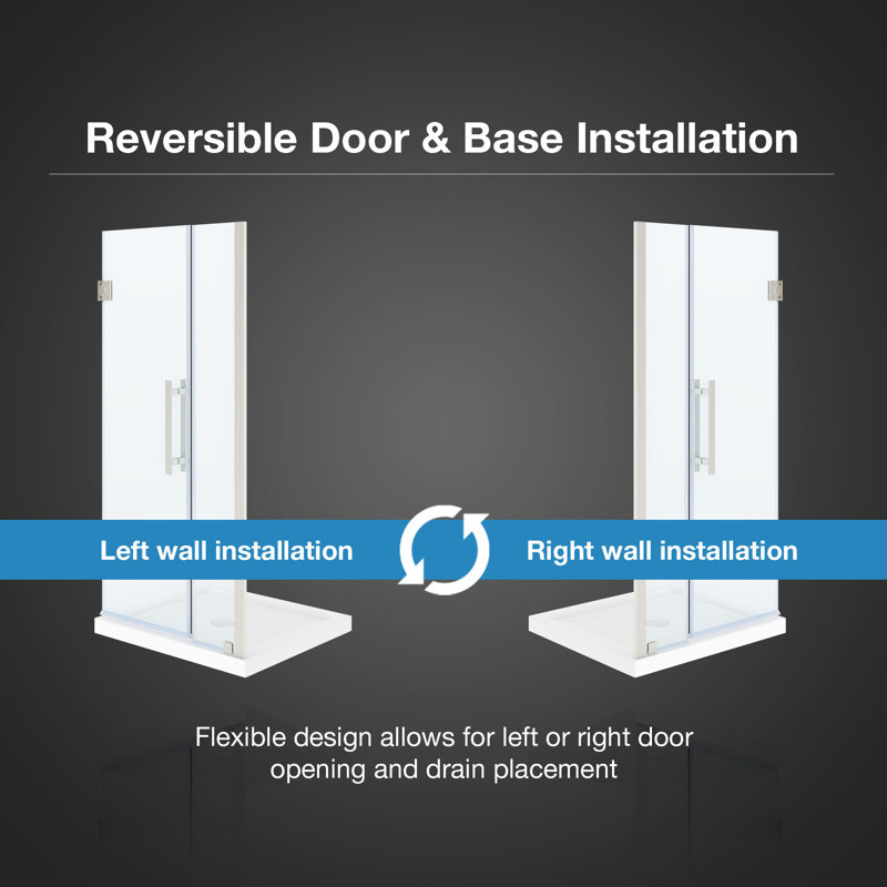 OVE Decors Panama 36 In. W X 32 In. D X 74 3/4 In. H Alcove Frameless Pivot Hinge Shower Door Kit In With Base Pan, 2025