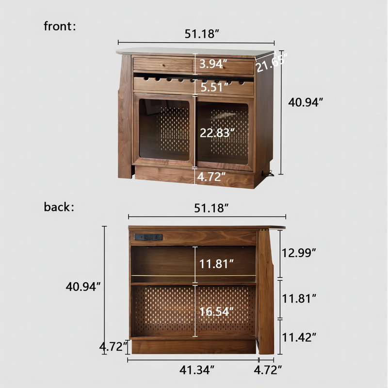 40.94"Retro Solid Wood Telescopic Bar Table