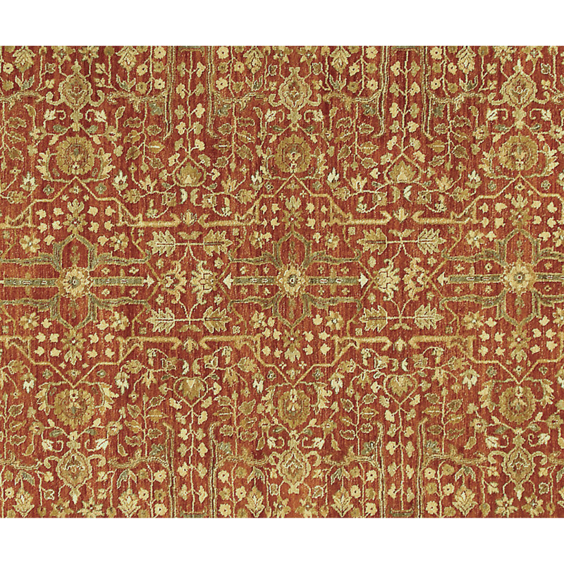 Hand Knotted Wool Oriental Area Rug in Beige/Red/Brown, Rectangle 6' x 9'
