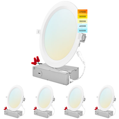 8" Ultra Slim Selectable CCT New Construction IC LED Canless Recessed Lighting Kit