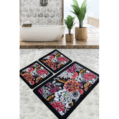 Ensemble de tapis de bain luxueux (3 pièces), en polyester doux, 23,6 po x 39,4 po (1 pièce) et 19,7 po x 23,6 po (2 pièces) | Antibactérien, antidérapant, 20,5 oz / pied carré | Lavable à la machine et durable, parfait pour les salles de bain élégantes