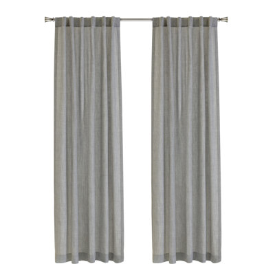 Johnstown Light Filtering Dual Header Curtain Panel 52 x 108 in Silver