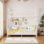 Lit pour enfant simple / double avec lumière DEL, garde-corps de sécurité à profil bas, toit amovible, fabrication en bois robuste-129527465-129527466