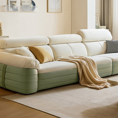 Cream fabric in-line sofa