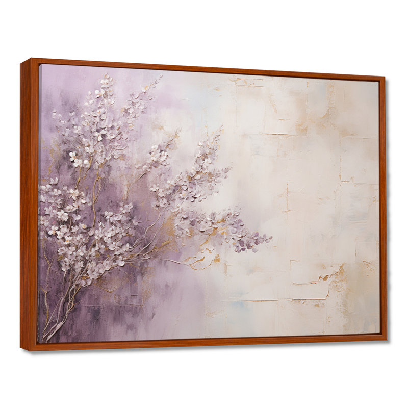 «Blooming Lilac Melody II - Lilacs», art mural sur toile, H 34 po x l 44 po x P 1,5 po, Cadre flottant brun