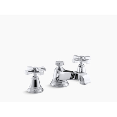 Pinstripe Pure Widespread Bathroom Sink Faucet with Cross Handles