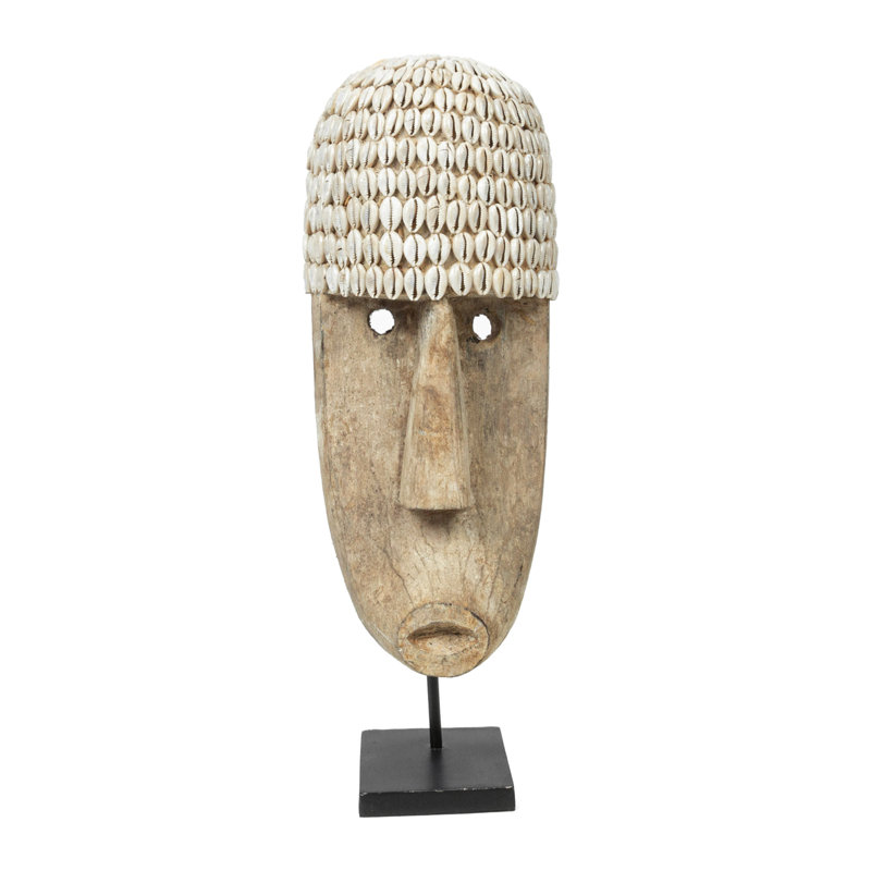 The Cowrie Mask on Stand, 50cm H x 12cm W x 22cm D