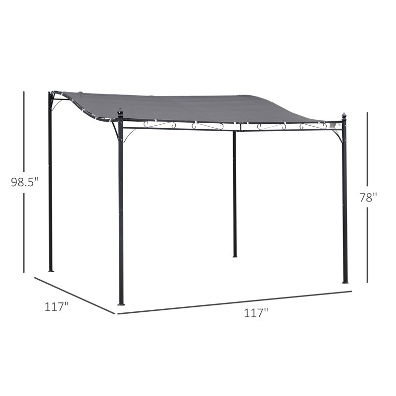 Outsunny Gray Steel Outdoor Pergola Gazebo with Weather-Resistant Canopy