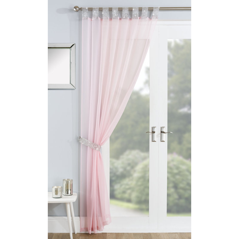 Burger Sheer Curtain Single Panel, Blush, 140 W x 122 D cm