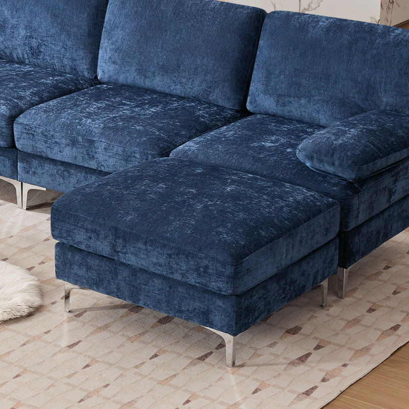 Canapé modulaire surdimensionné modulaire en chenille, Bleu