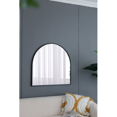 33" X 31" Arched Decorative Accent Mirror With Iron Frame, Wall Deor For Bathroom, Bedroom, Entryway, Mantel