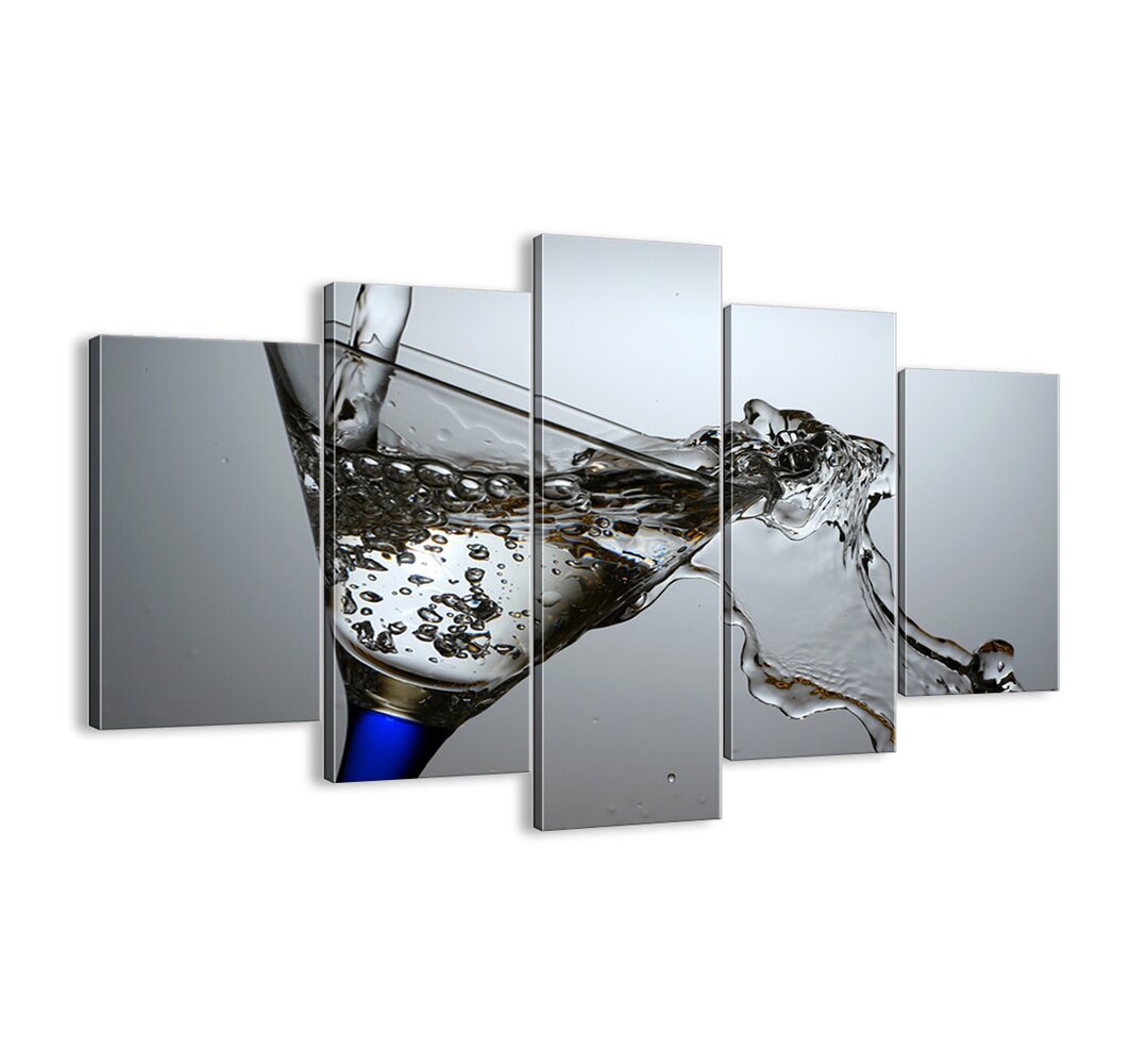 5-tlg. Leinwandbilder-Set - Fotografie „Crystal Water in a Crystal Glass”