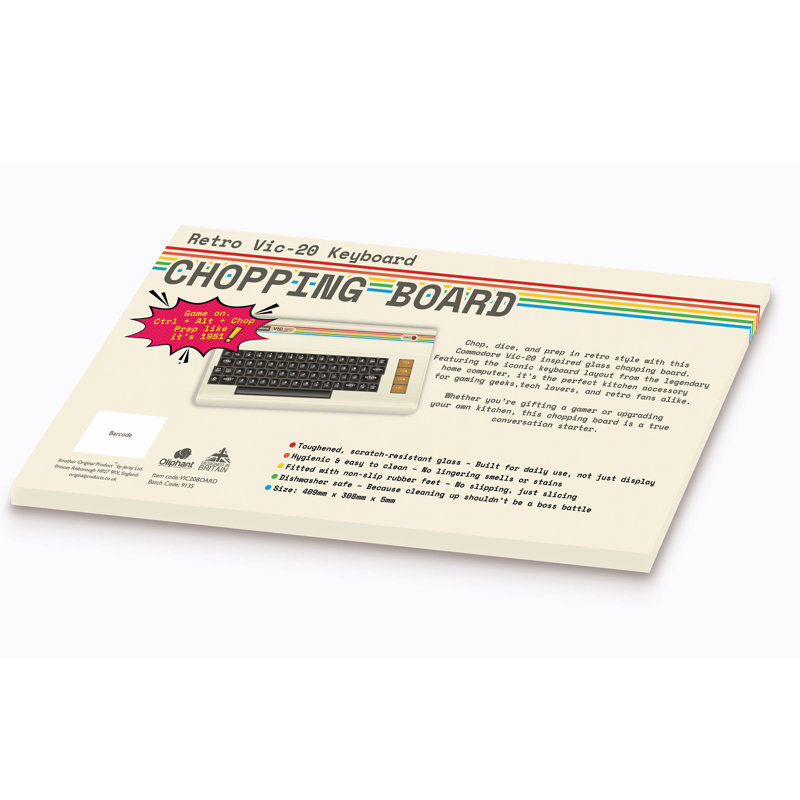 Retro Vic20 Keyboard Glass Chopping Board 